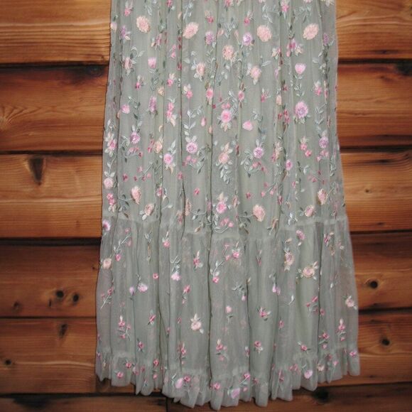 Mac Duggal Green Multicolor Embroidered V Neck Cap Sleeve Midi Dress 35104 - Picture 10 of 14